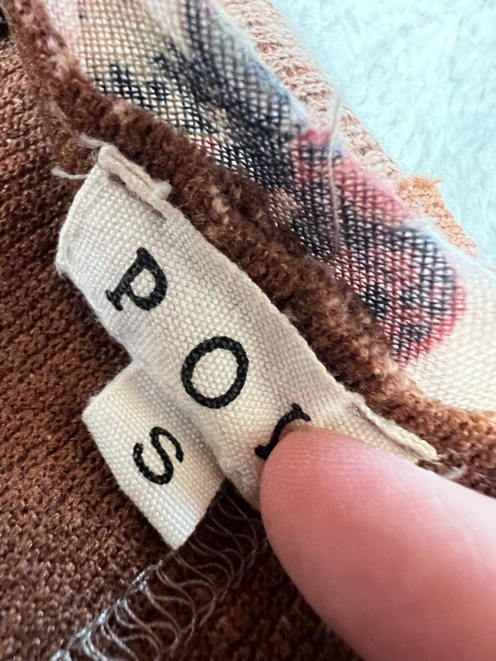 POL Brown Knit Crewneck Sweater with Floral Trim - Picture 5 of 5